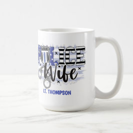 警パーソナライズされた察の妻バッジ国旗のブルーライン コーヒーマグカップ