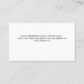 警パーソナライズされた察の細いブルーラインありがとう 名刺 (裏面)