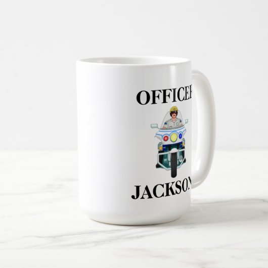 警パーソナライズされた察オートバイ警官 コーヒーマグカップ (正面右)