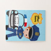 警パーソナライズされた察官とパトロール車の子供 ジグソーパズル (横)