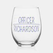 警パーソナライズされた察官の細いブルーライン国旗 ステムなしワイングラス (裏面)