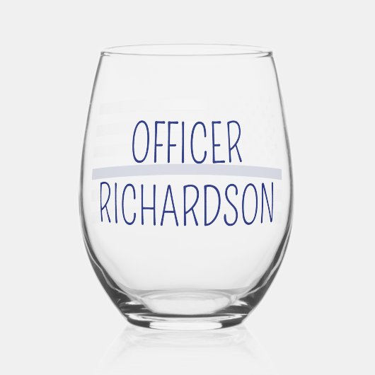 警パーソナライズされた察官の細いブルーライン国旗 ステムなしワイングラス (裏面)