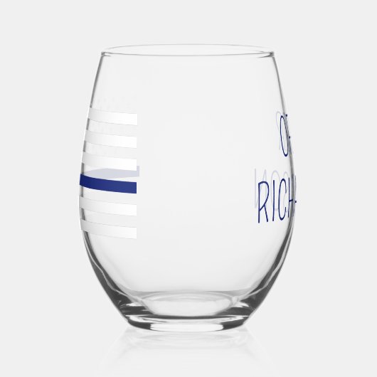 警パーソナライズされた察官の細いブルーライン国旗 ステムなしワイングラス (左)