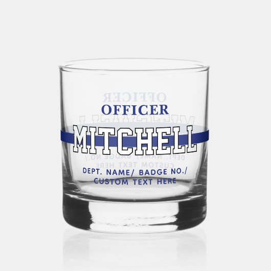 警パーソナライズされた察官の細いブルーライン ウイスキーグラス (裏面)