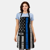 警パーソナライズされた察官の細いブルーライン エプロン (着用した状態)