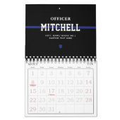 警パーソナライズされた察官の細いブルーライン カレンダー (3月 2026)