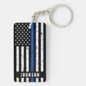 警パーソナライズされた察官の細いブルーライン キーホルダー (裏面)