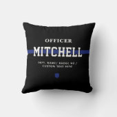 警パーソナライズされた察官の細いブルーライン クッション (裏面)