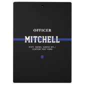 警パーソナライズされた察官の細いブルーライン クリップボード (裏面)