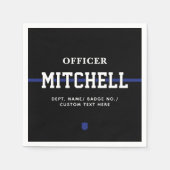 警パーソナライズされた察官の細いブルーライン スタンダードカクテルナプキン (正面)