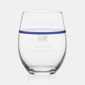 警パーソナライズされた察官の細いブルーライン ステムなしワイングラス (裏面)