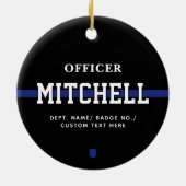 警パーソナライズされた察官の細いブルーライン セラミックオーナメント (裏面)