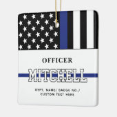 警パーソナライズされた察官の細いブルーライン セラミックオーナメント (左)