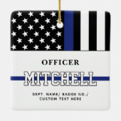 警パーソナライズされた察官の細いブルーライン セラミックオーナメント (裏面)