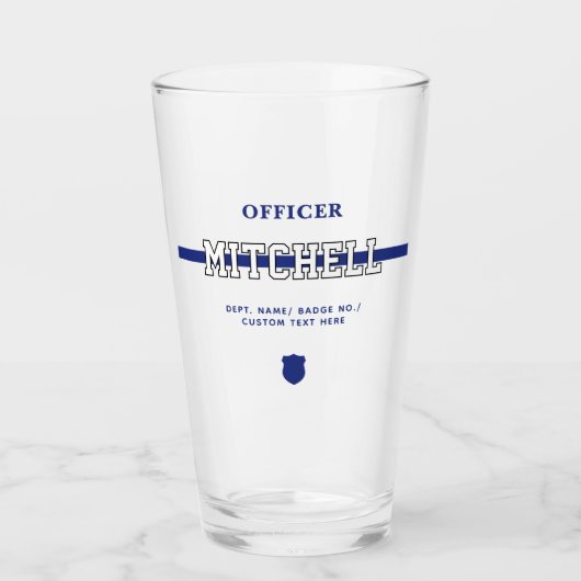 警パーソナライズされた察官の細いブルーライン タンブラーグラス (正面)