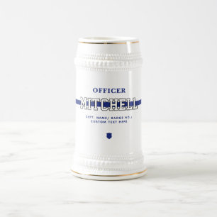 警パーソナライズされた察官の細いブルーライン ビールジョッキ