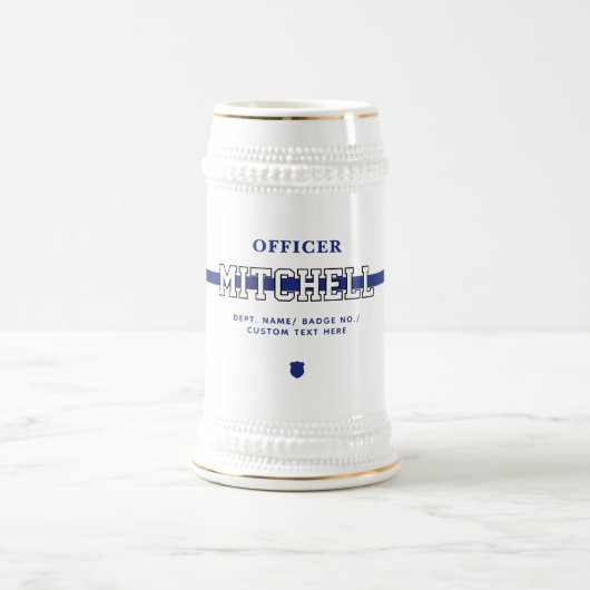警パーソナライズされた察官の細いブルーライン ビールジョッキ (中央)