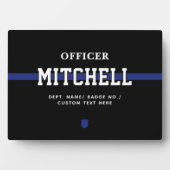警パーソナライズされた察官の細いブルーライン フォトプラーク (正面)