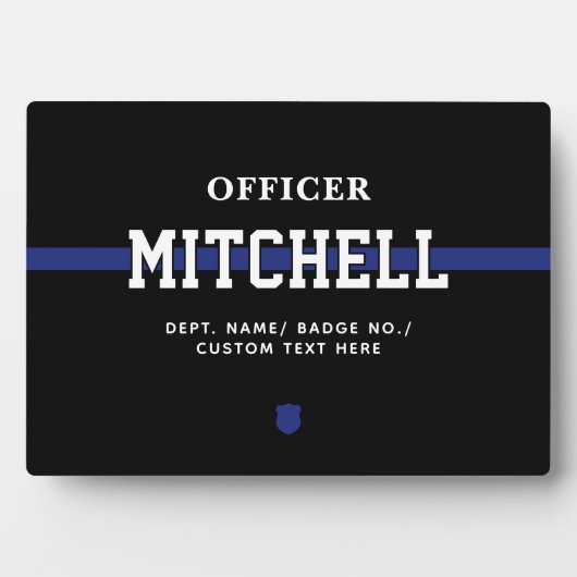 警パーソナライズされた察官の細いブルーライン フォトプラーク (正面)