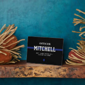 警パーソナライズされた察官の細いブルーライン フォトプラーク (側面)