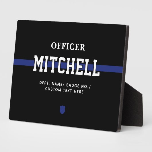 警パーソナライズされた察官の細いブルーライン フォトプラーク (側面)