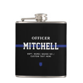 警パーソナライズされた察官の細いブルーライン フラスク (正面)