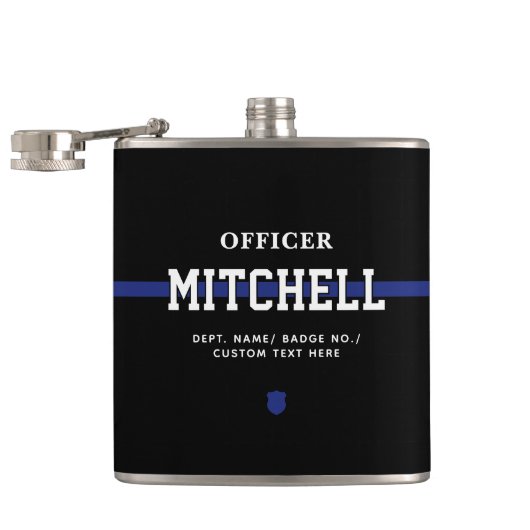警パーソナライズされた察官の細いブルーライン フラスク (オープン)