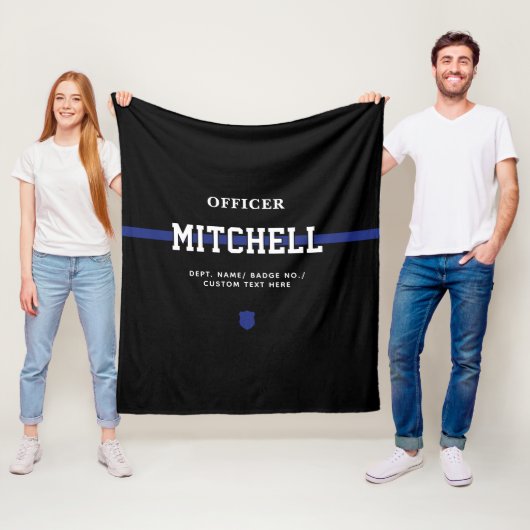 警パーソナライズされた察官の細いブルーライン フリースブランケット (インサイチュ)