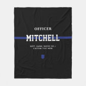 警パーソナライズされた察官の細いブルーライン フリースブランケット (正面)