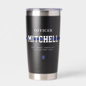 警パーソナライズされた察官の細いブルーライン 保温保冷タンブラー (左面)