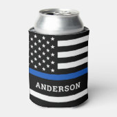警パーソナライズされた察官の細いブルーライン 缶クーラー (缶正面)