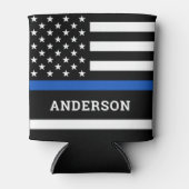 警パーソナライズされた察官の細いブルーライン 缶クーラー (正面)