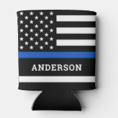 警パーソナライズされた察官の細いブルーライン 缶クーラー (裏面)
