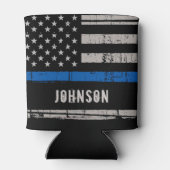 警パーソナライズされた察官の細いブルーライン 缶クーラー (裏面)