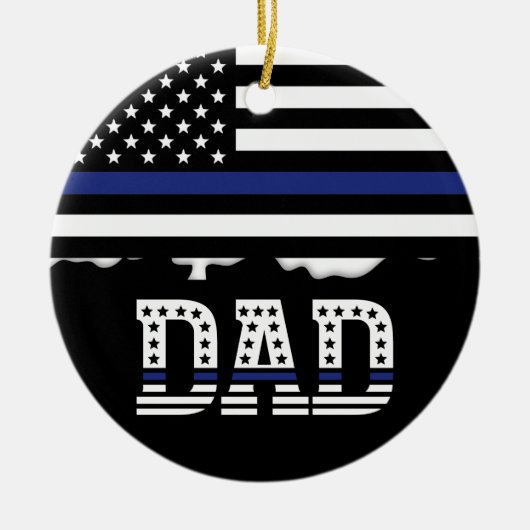 警パーソナライズされた察官パパ警官シンブルーライン セラミックオーナメント (正面)
