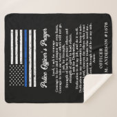 警パーソナライズされた察官祈りの言葉薄いブルーライン シェルパブランケット (正面(横))