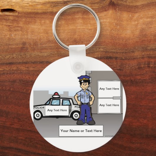 警パーソナライズされた察官 – 男性の漫画 キーホルダー (正面)