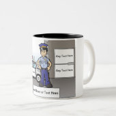 警パーソナライズされた察官 – 男性の漫画 ツートーンマグカップ (正面右)