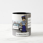 警パーソナライズされた察官 – 男性の漫画 ツートーンマグカップ (中央)