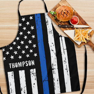 警パーソナライズされた察官BBQシンブルーライン エプロン
