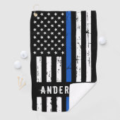 警パーソナライズされた察旗細青 ゴルフタオル (インサイチュ)