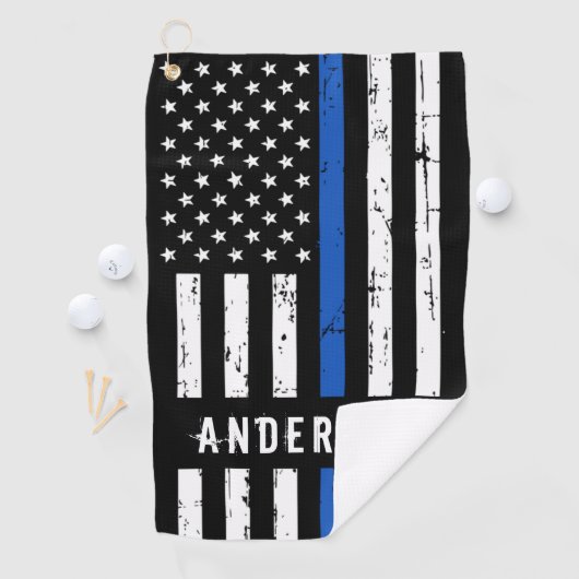 警パーソナライズされた察旗細青 ゴルフタオル (インサイチュ)