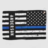 警パーソナライズされた察旗細青 ゴルフタオル (横)