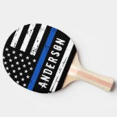 警パーソナライズされた察旗細青 卓球ラケット (横)