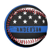 警パーソナライズされた察旗細青 野球ボール (正面左)