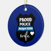 警パーソナライズされた誇りを持った官の妻バッジ セラミックオーナメント (左)