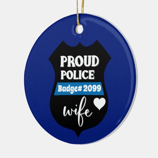 警パーソナライズされた誇りを持った官の妻バッジ セラミックオーナメント (左)