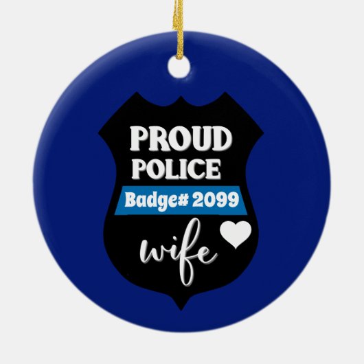 警パーソナライズされた誇りを持った官の妻バッジ セラミックオーナメント (裏面)