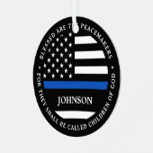 警パーソナライズされた賛美察が平和を作る メタルオーナメント (正面左)