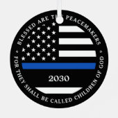 警パーソナライズされた賛美察が平和を作る メタルオーナメント (裏面)